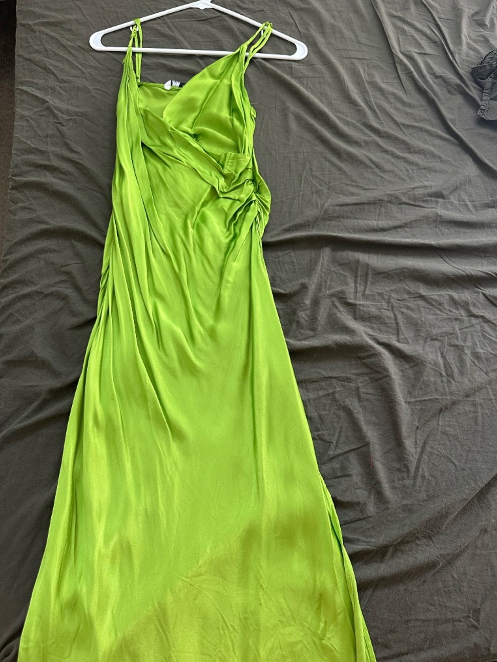 ZARA GREEN DRAPED LINGERIE-STYLE DRESS - Picture 2 of 5